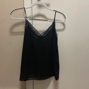 Zara Black Cami Top with Lace Trim